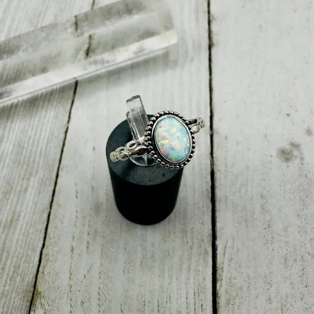 Lab Opal Sterling Silver Ring